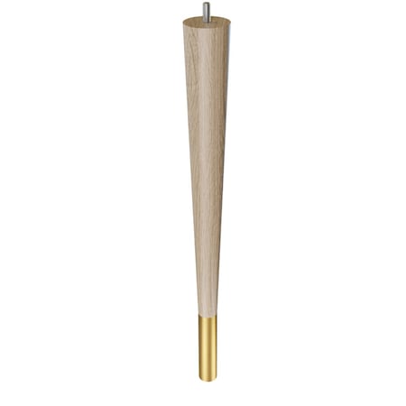 18 Round Tapered Leg With Bolt And 4 Satin Brass Ferrule - White Oak